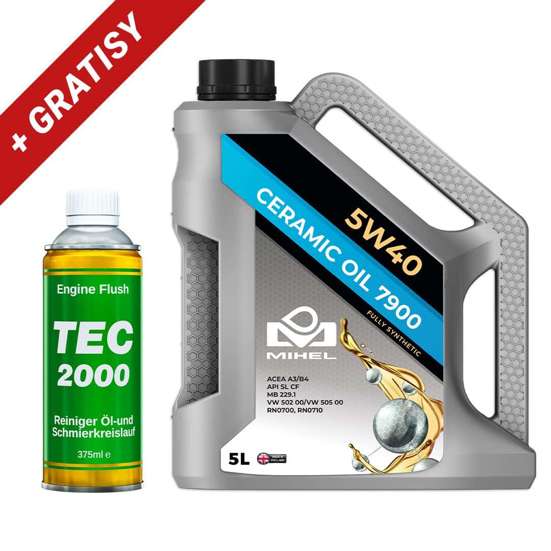 Zestaw: Płukanka silnika TEC 2000 Engine Flush + Olej ceramiczny MIHEL 7900